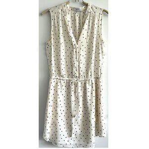 Babaton Poka Dot Ivory and Black Silk Mini Dress Sz S